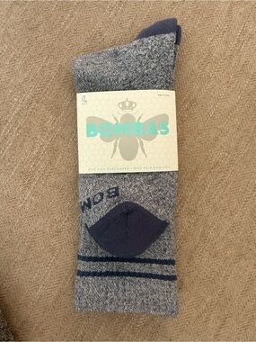 Bombas Men's Heather Gray & Light Navy Calf Socks